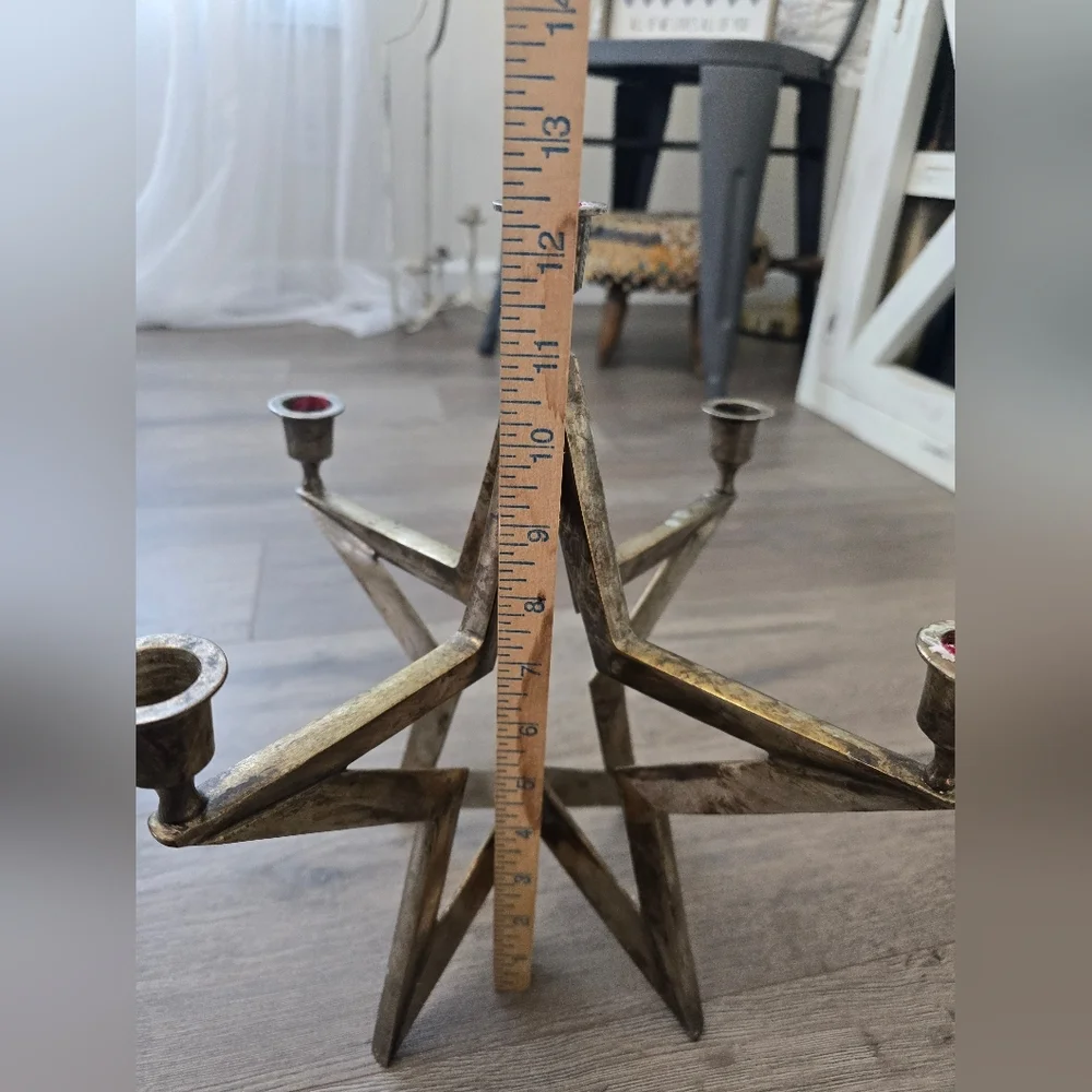 Restoration Hardware Vintage Star Light Candleabra Silver Plate 3D Christmas